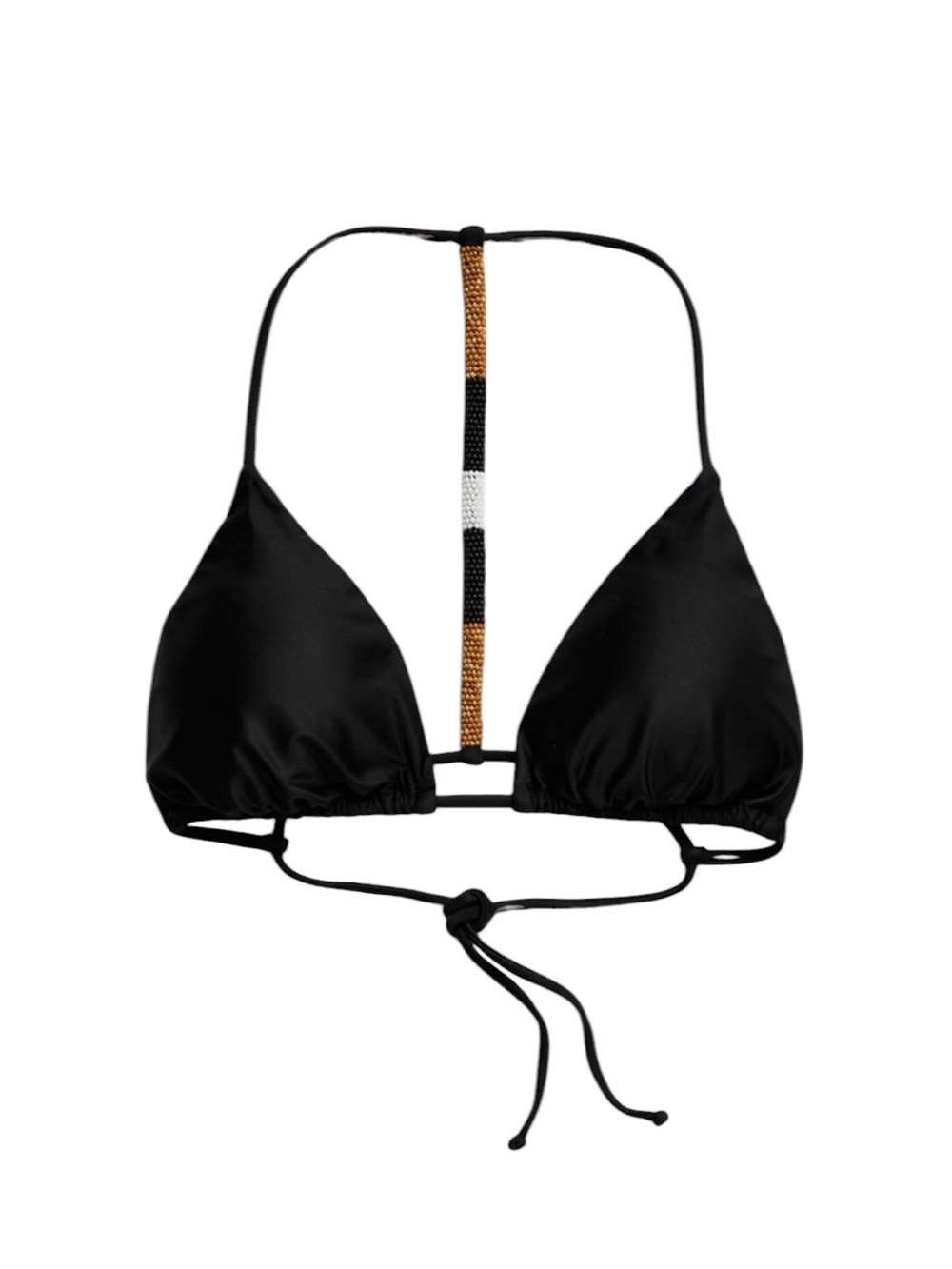 Express Black Bikini Top with Gold & White Beaded Detail